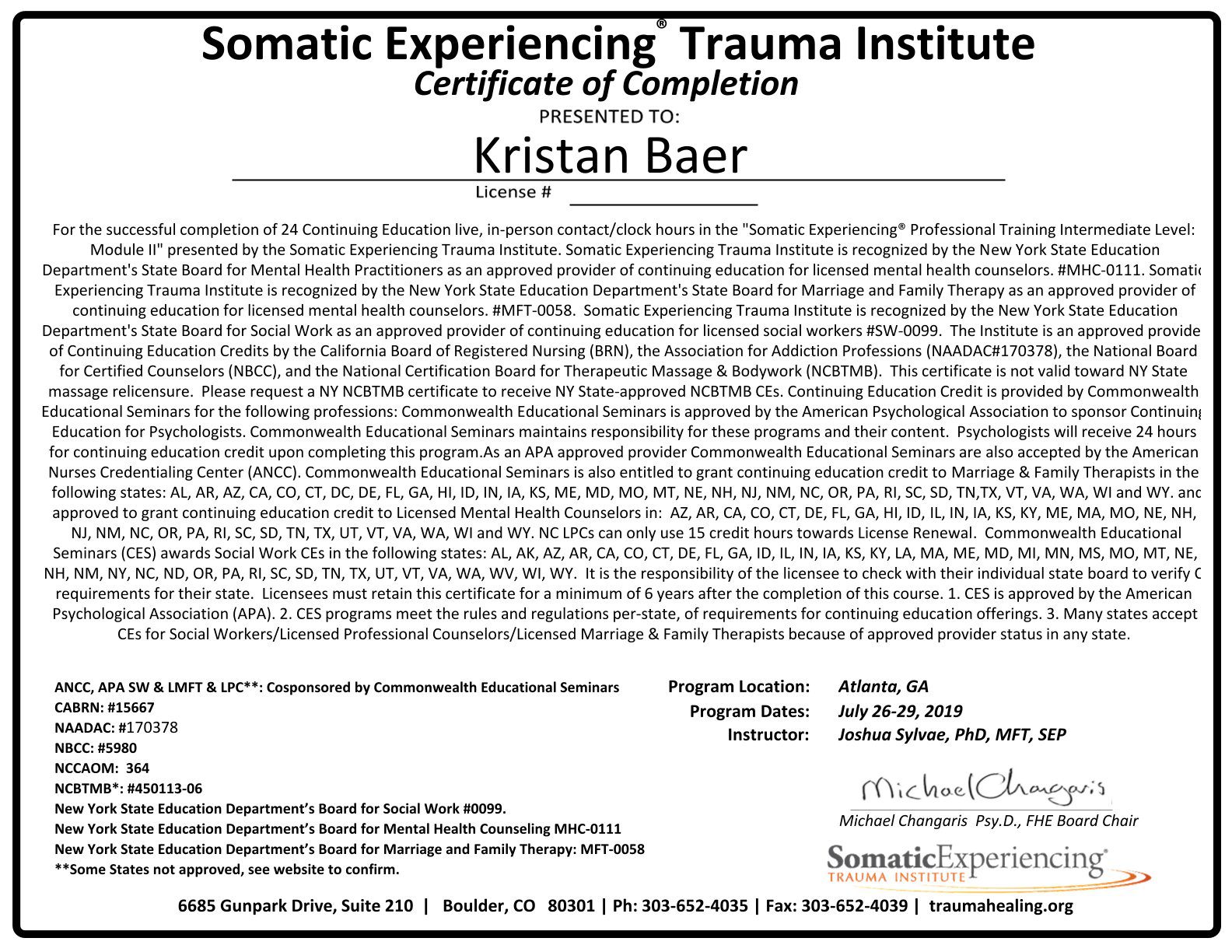 Somatic Experiencing in Birmingham Training Certification