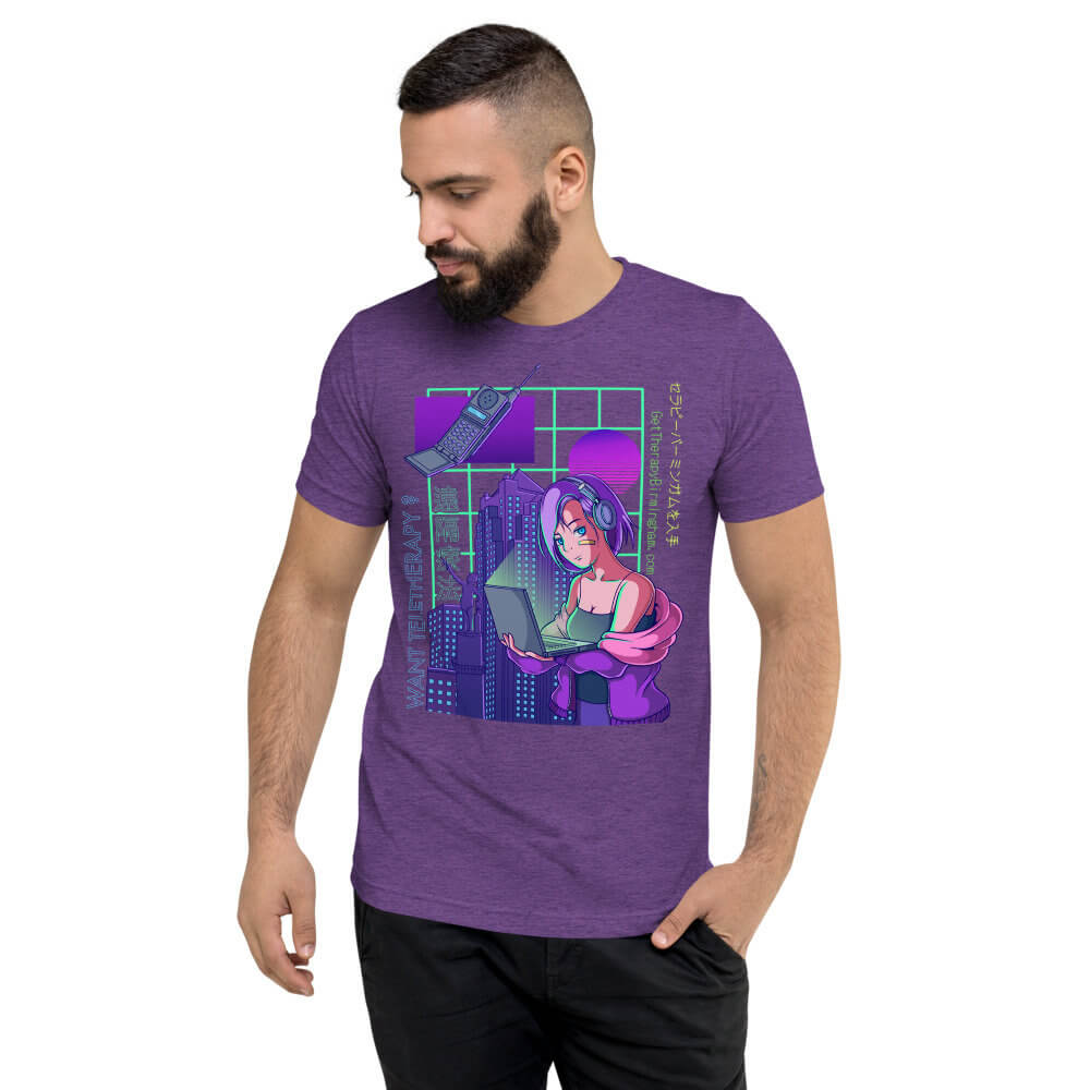 T-shirt Vaporwave Clothing Roblox, T-shirt, purple, text